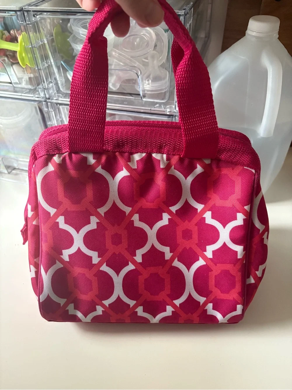 Women's Pink Patterned lunchbox Stylish Insulated Carry